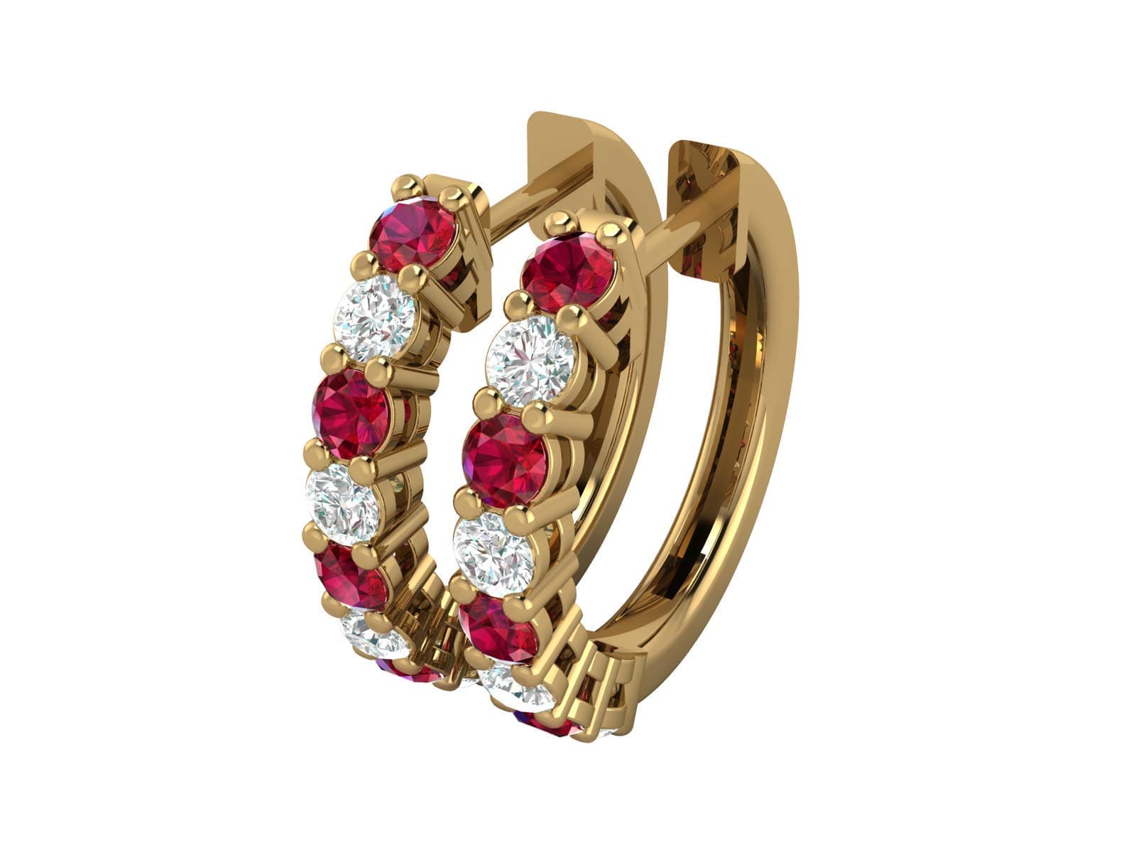Diamond & Ruby Hoop Earrings