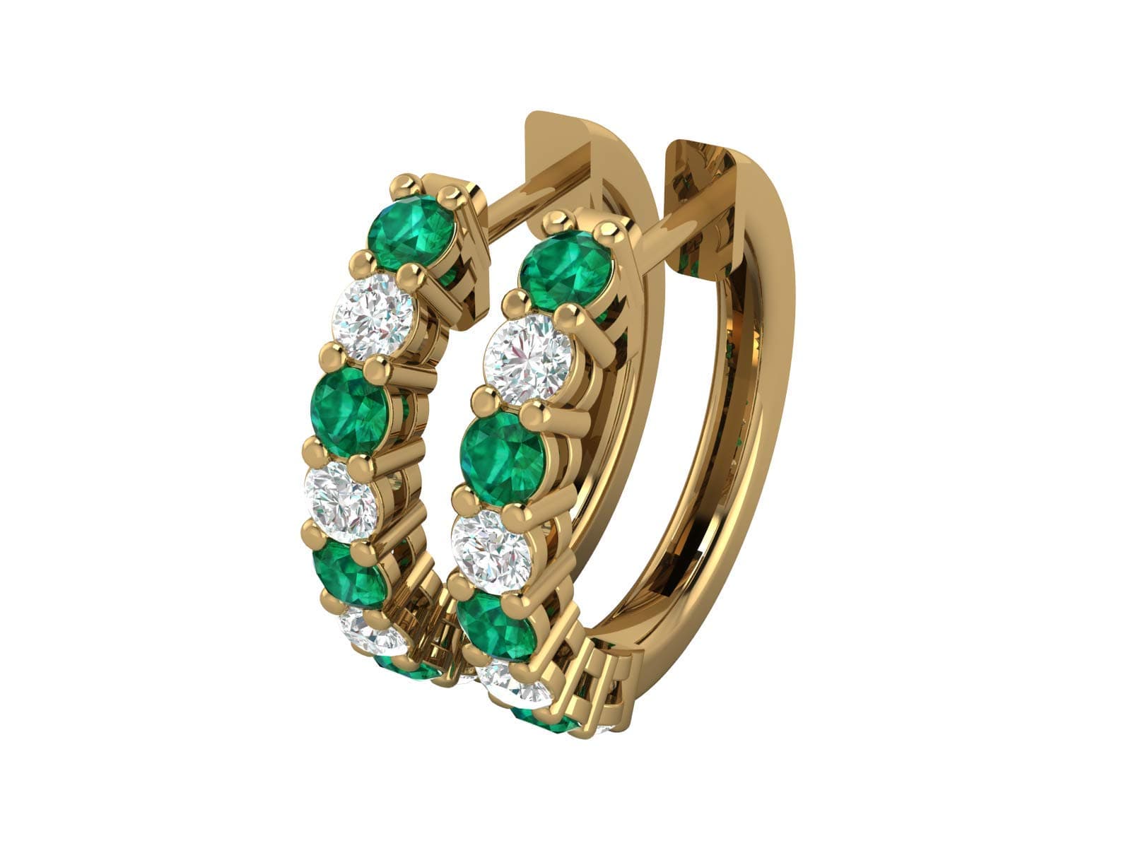 Diamond & Emerald Hoop Earrings