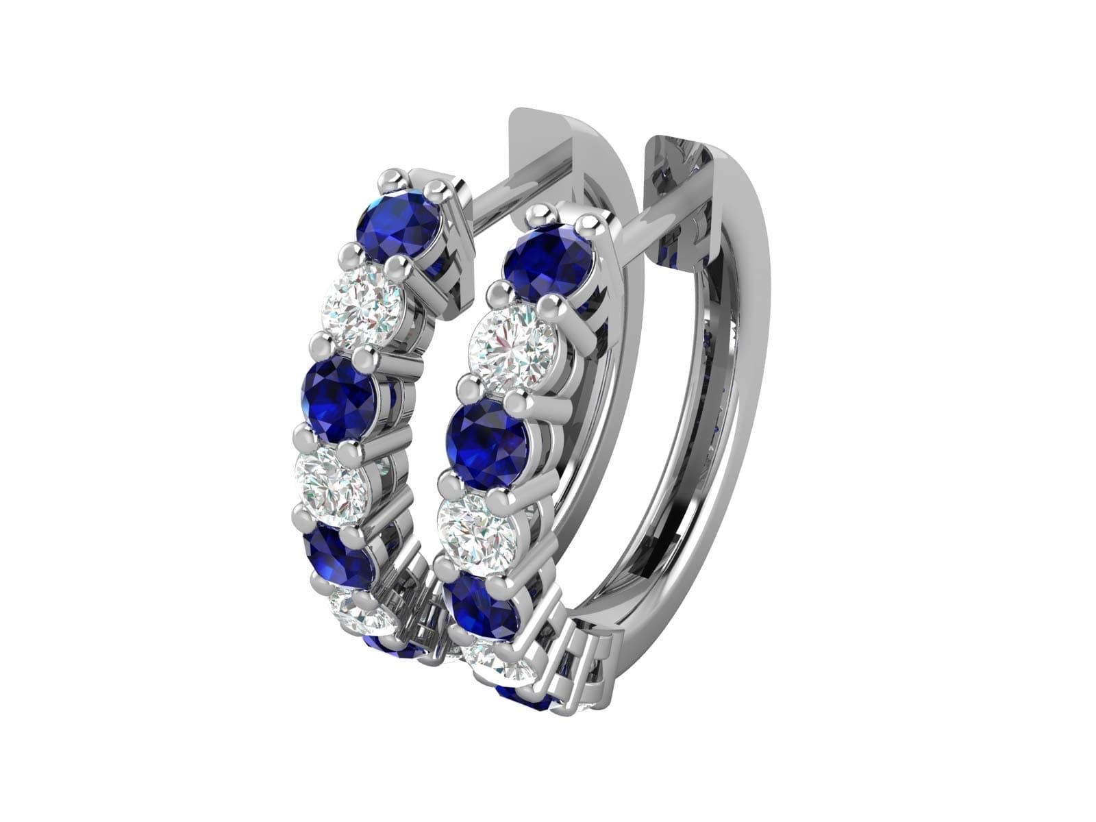 Diamond & Sapphire Hoop Earrings
