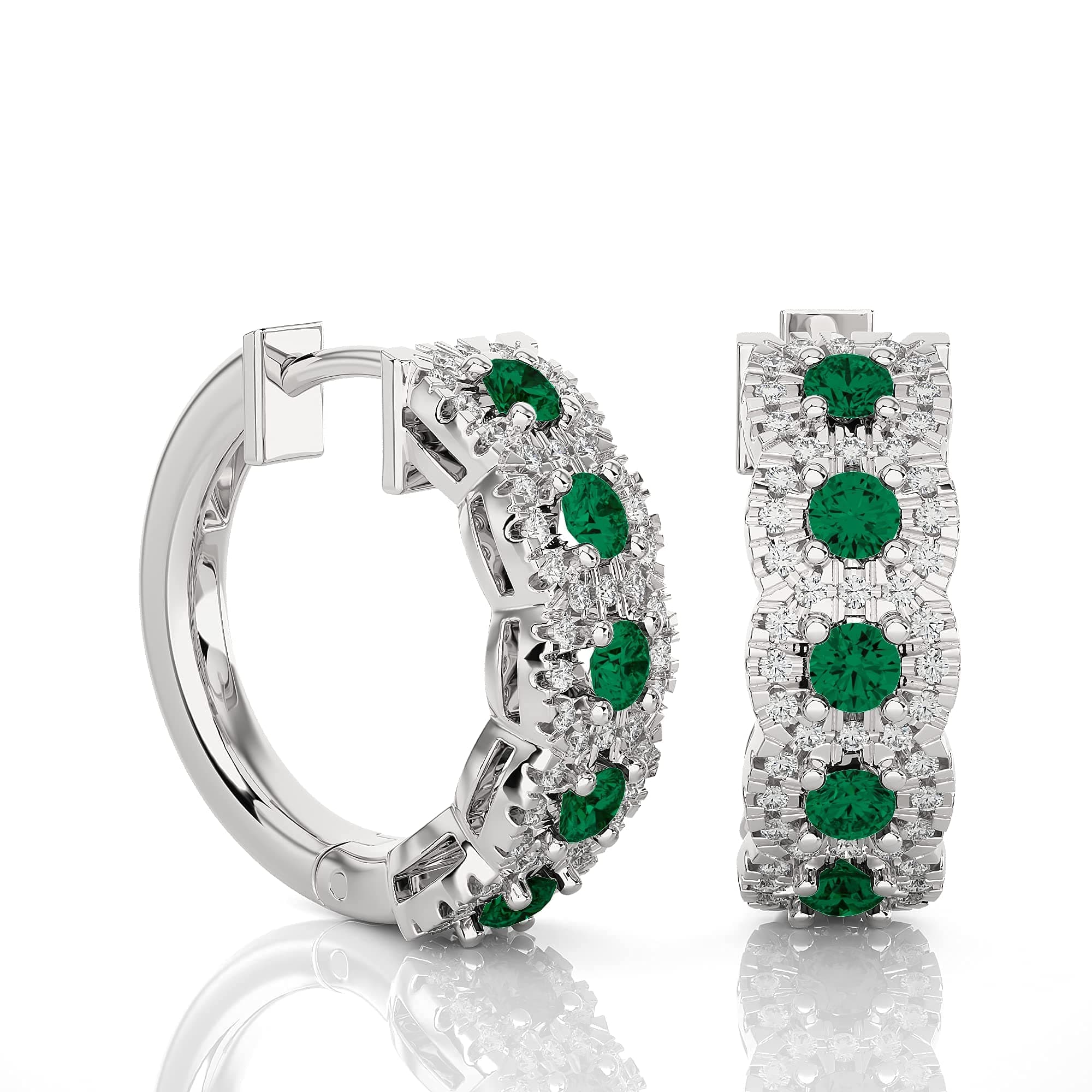 Diamond & Emerald Hoop Earrings