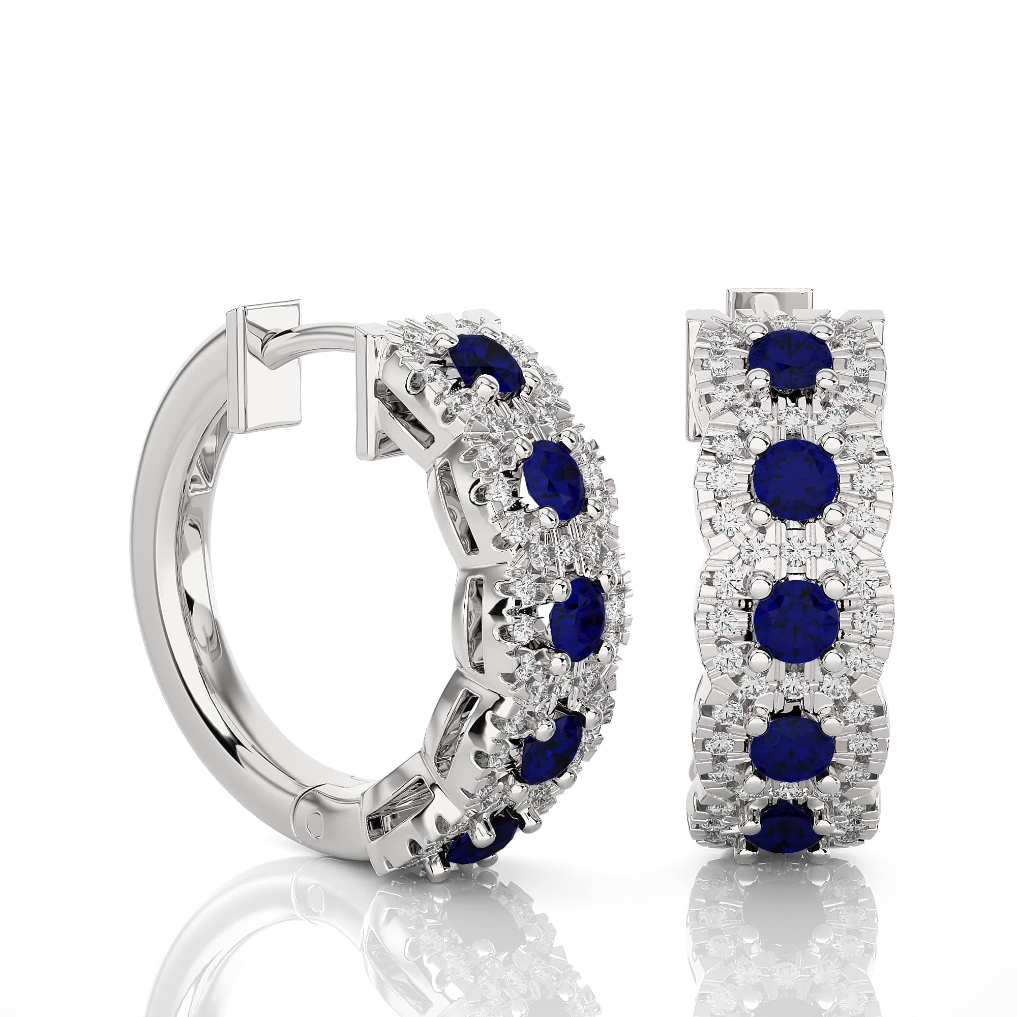 Diamond & Sapphire Hoop Earrings